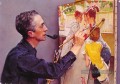 portrait of norman rockwell painting the soda jerk 1953 Norman Rockwell